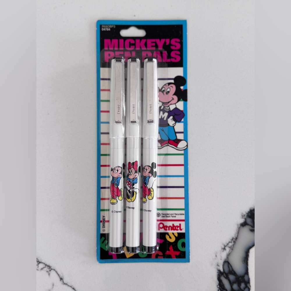 NEW! Vintage Pentel Disney "Mickey' Pen Pals" Roller Ball Pens